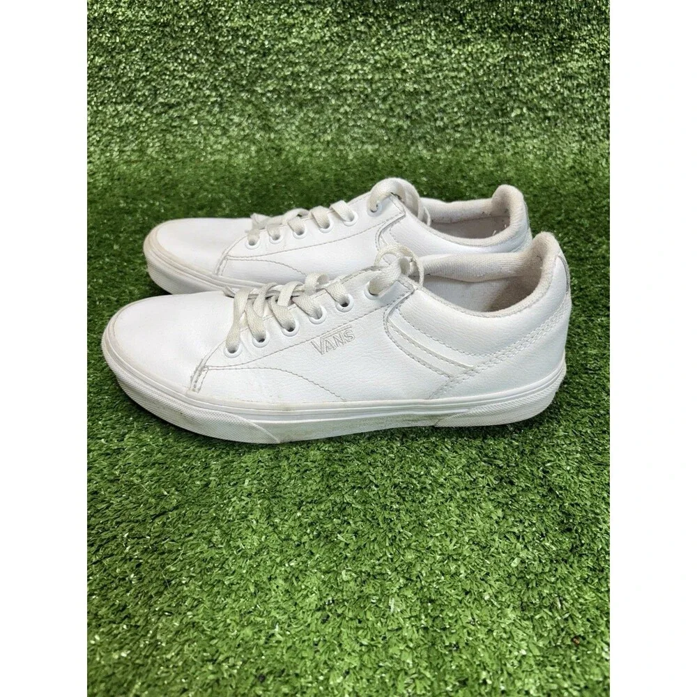 VANS Off The Wall Seldan Shoes Womens Size 8 Leather Sneakers White Low 500714